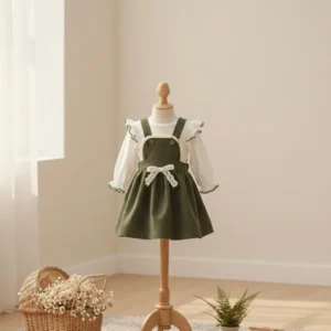 Baby Fırfır Detaylı Bluz ve Fiyonklu Elbise Takımı DGK 11