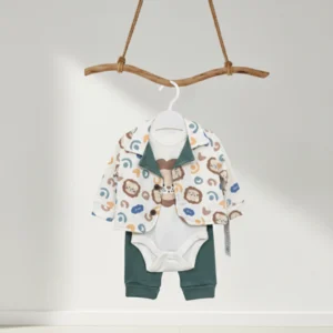 Baby Bebek Aslan Desenli ve Ceketli 3'lü Takım DGE 06