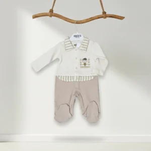 Baby Çizgili Yakalı Nakış Detaylı Bebek Tulum DGE 02