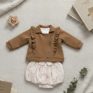 Baby Çocuk Süet Ceketli ve Çiçek Desenli Etek 4'lü Takım DGK 01