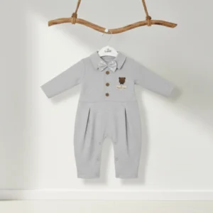 Papyonlu ve Ayıcık Detaylı Gri Şık Tulum DGE 03