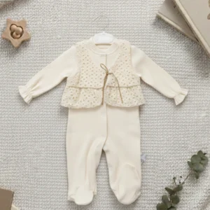 Baby Dantel Yelekli Fitilli Bebek Tulum Takımı DGK 05